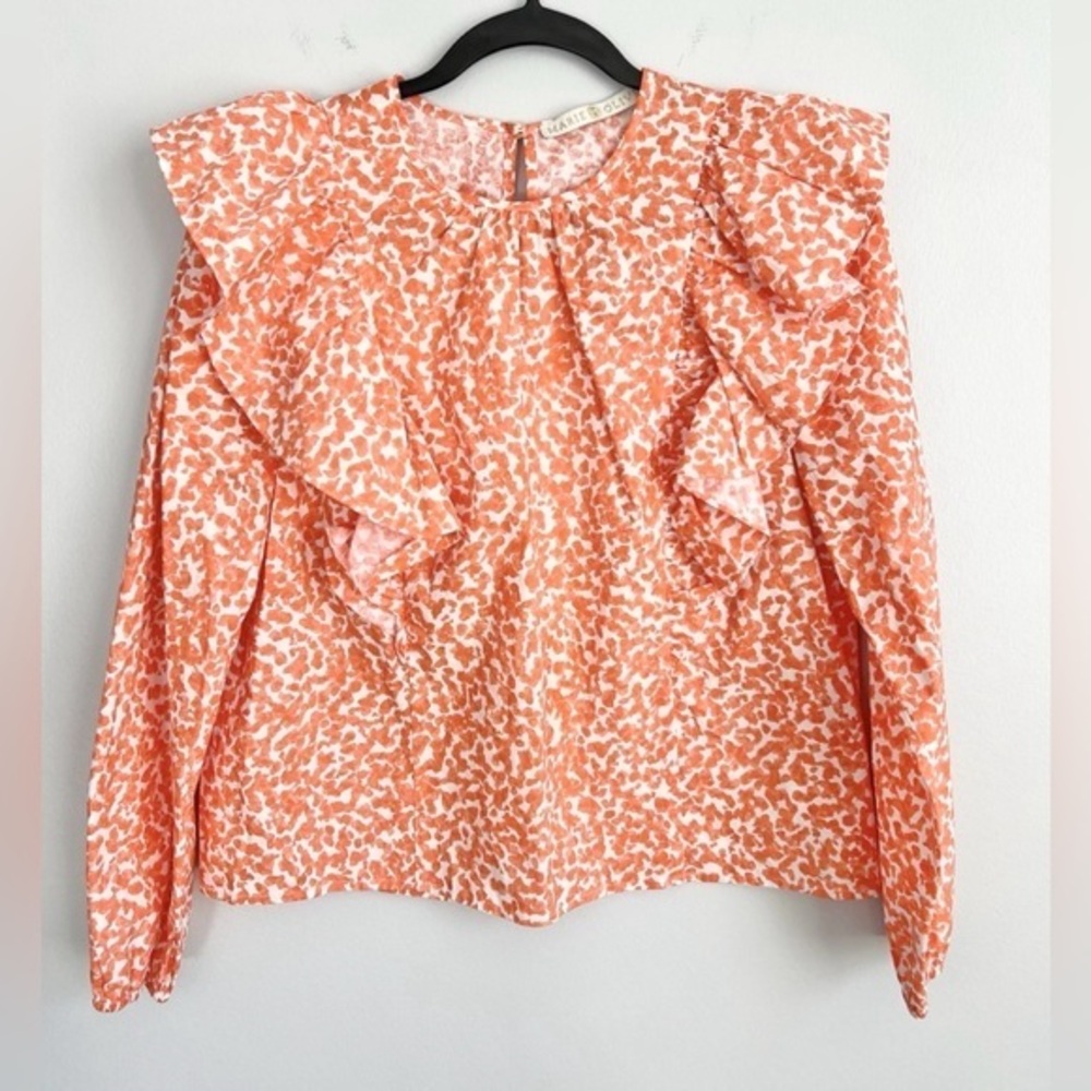 Marie Oliver Size S • Orange White Long Sleeve Top.